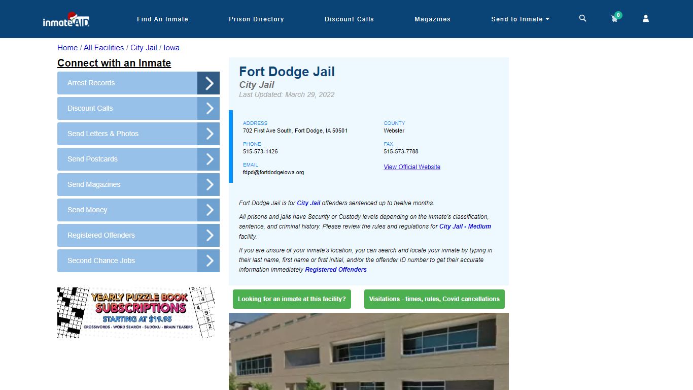 Fort Dodge Jail | Inmate Locator